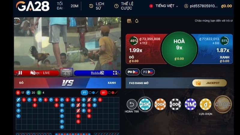 Đá gà GA28 FANVIP: Live chọi gà đỉnh cao, kèo hay 2 Sảnh đá gà GA28 tại FANVIP